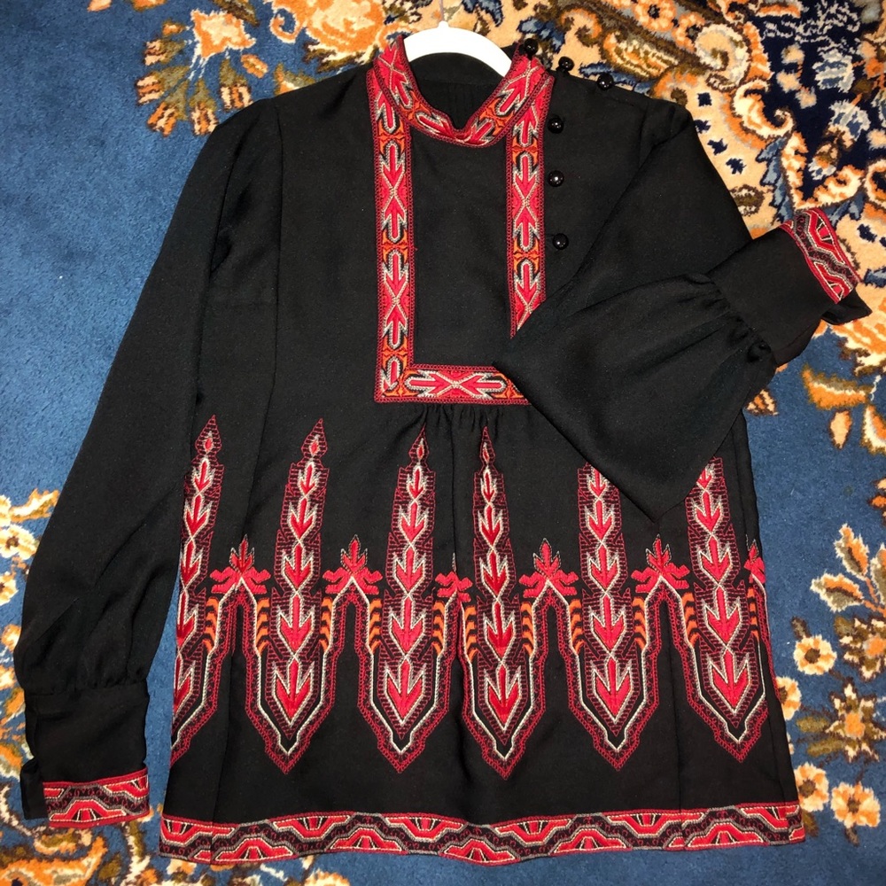 SOLD Anna Sui hand-embroidered runway top